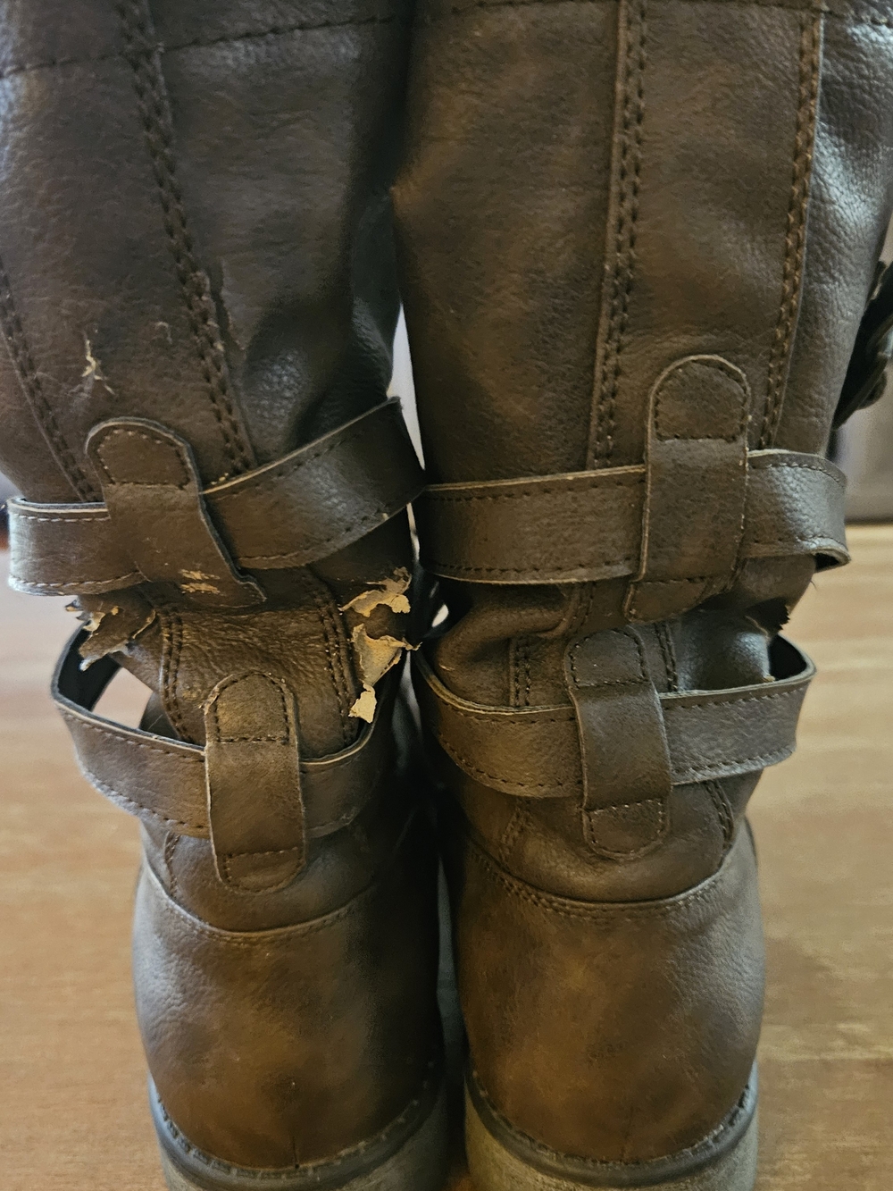 Madden Girl Brown Buckled Combat Moto Boots Crash Brown Size 9 Womens Boots - Picture 11 of 13